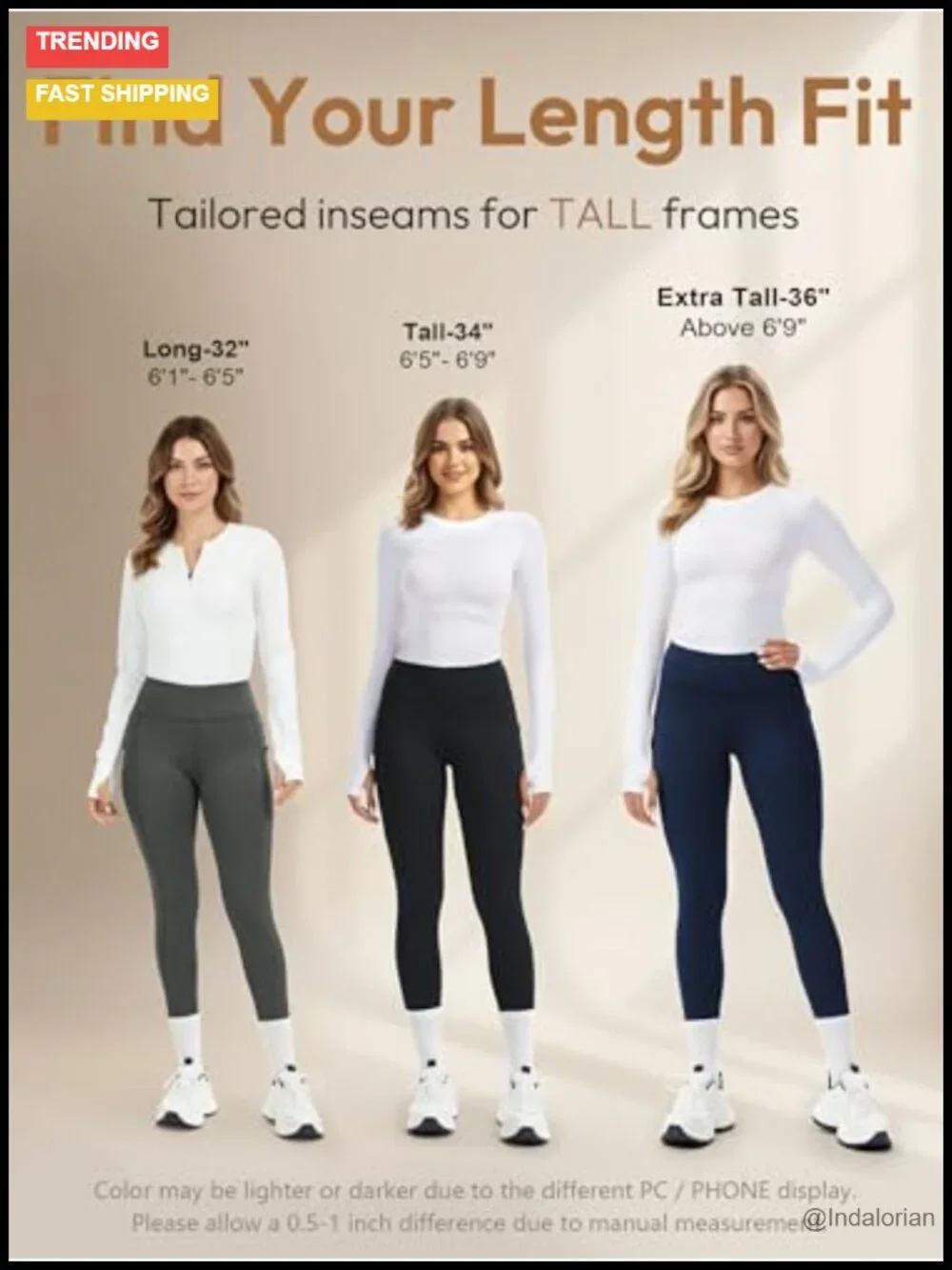 Fleece Lined High Waisted Leggings for Women Tall Thermal Yoga Pants with 3